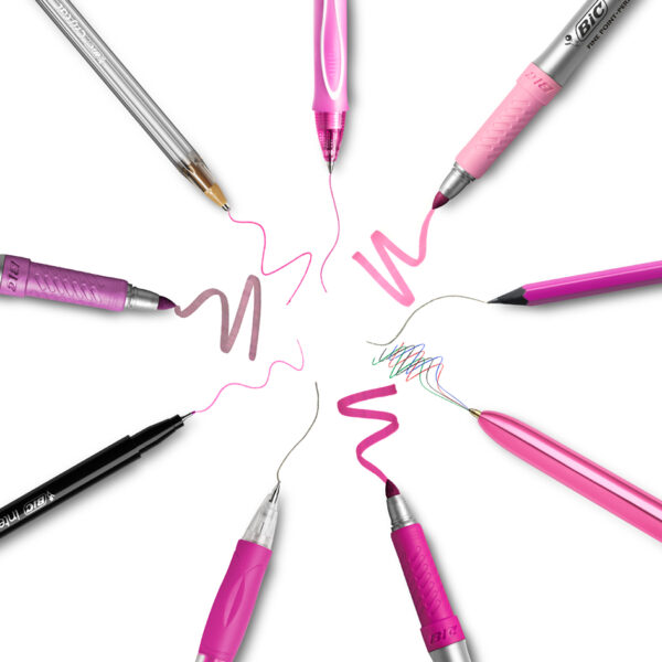 BIC schrijfset 'PINK en PURPLE' met pennenetui, 10-delig