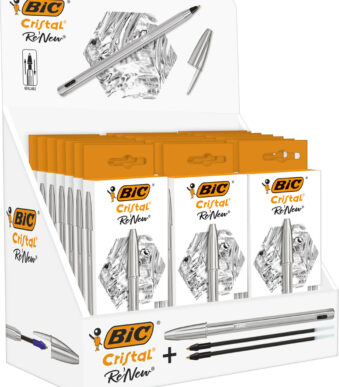BIC balpen Cristal RE'NEW, 0,4 mm, in toonbankdisplay