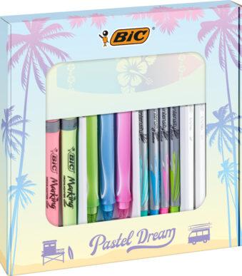 BIC schrijfset 'Pastel Dream Kit' met notitieboek, 16-delig