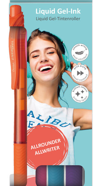 Pentel Gel-rolrball EnerGel X BL107, 0,35 mm, set van 4