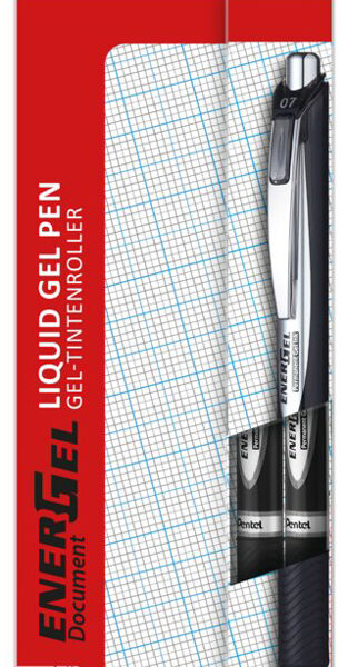 Pentel Liquid Gel-rollerball EnerGel Document, 2 stuks in etui, 0,35 mm, zwart
