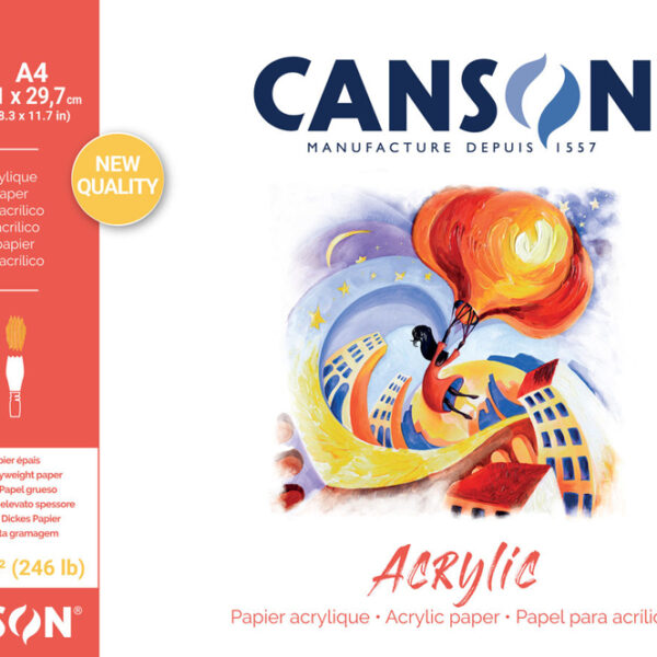 CANSON tekenpapierblok 'acrylic', 210 x 297 mm, 400 g/m2, 10 vel