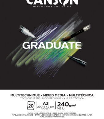 CANSON studieblok GRADUATE MIXED MEDIA, zwart, DIN A3