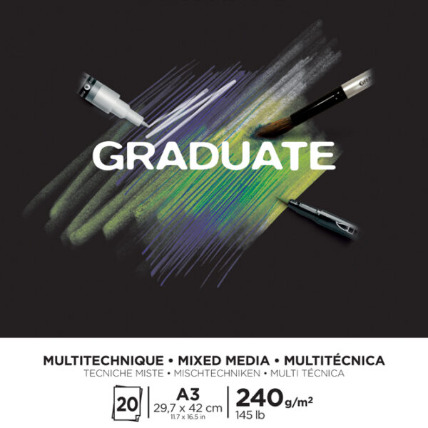 CANSON studieblok GRADUATE MIXED MEDIA, zwart, DIN A3