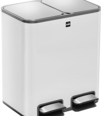 helit pedaal-afvalscheider / afvalbak 'the classy', 2 x 12 liter, wit