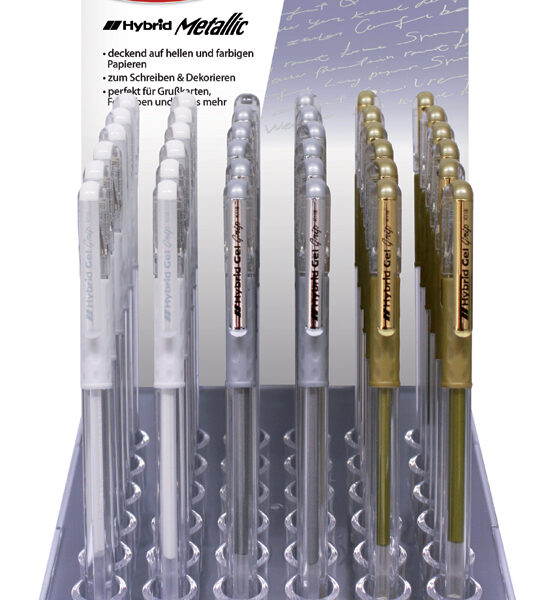 Pentel Gel-rollerball K118, wit, goud en zilver, 0,35 mm, display