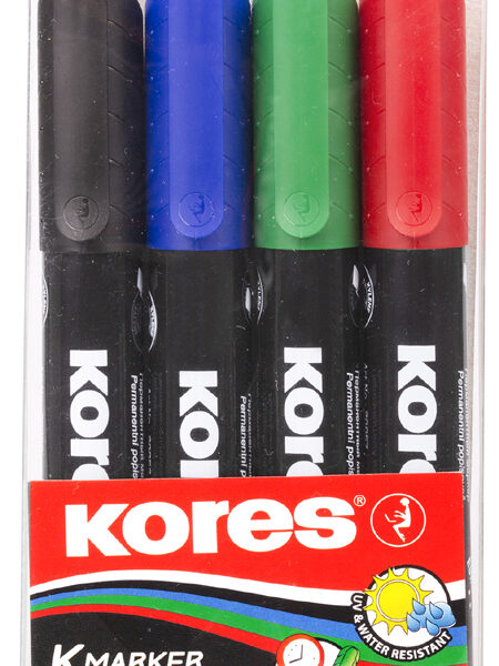 Kores Permanent-Marker ´K MARKER´, kegelpunt, 4 in etui