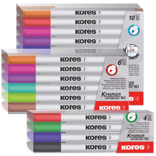 Kores Non-Permanent Marker 'K MARKER W1', 4 stuks in etui