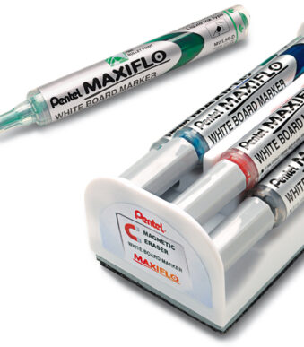 Pentel whiteboardmarkers in set MAXIFLO MWL5S, met spons, ronde punt, 1,6 mm
