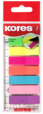 Kores Markeerstrips - folie, 12 x 45 mm, neonkleuren