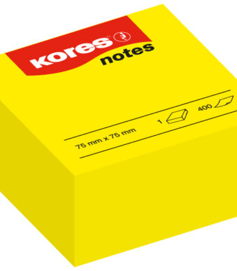 Kores zelfklevende memo's blok ´notes´, 75 x 75 mm, blanco, geel