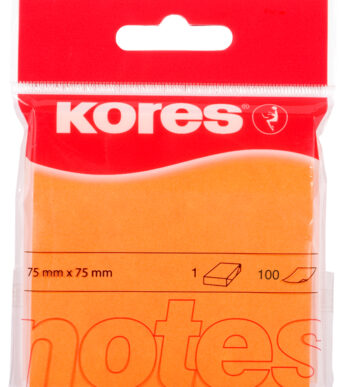 Kores zelfklevende memo's 'NEON', 75 x 75 mm, blanco, neon-oranje