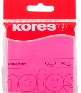 Kores Zelfklevende memo's ´NEON´, 75 x 75 mm, blanco, neon-rose
