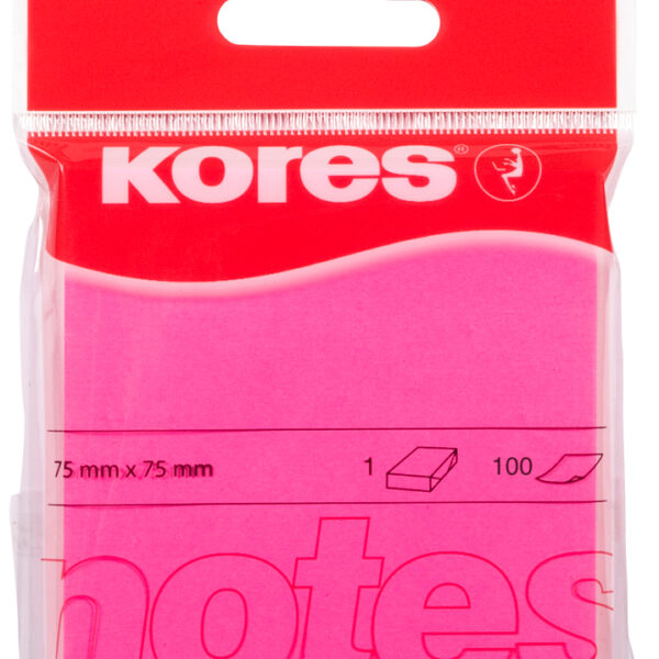 Kores Zelfklevende memo's ´NEON´, 75 x 75 mm, blanco, neon-rose