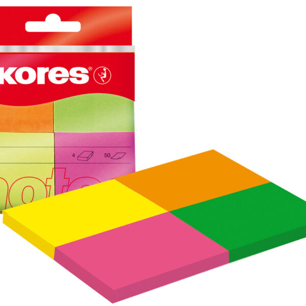 Kores Markeerstrips - papier, 40 x 50 mm, neonkleuren