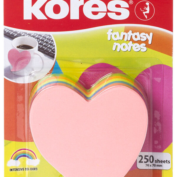 Kores zelfklevende memo's kubus ´Hart´, 250 vel, 5-kleurig