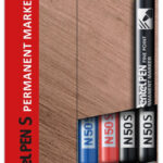 Pentel permanent marker N50S, ronde punt, 4 stuks in etui, kleuren assorti