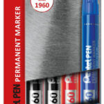 Pentel permanent-marker N60, wigpunt, 4 stuks in etui, assorti