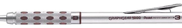 Pentel vulpotlood GRAPHGEAR 1000, 0,3 mm, zilver/bruin