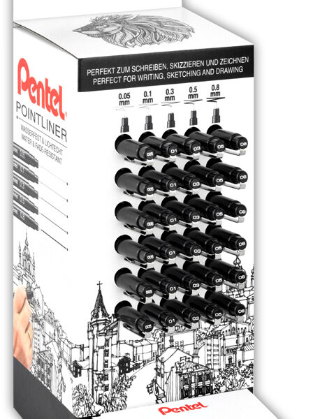 Pentel Permanent Fineliner Pointliner, toonbankdisplay