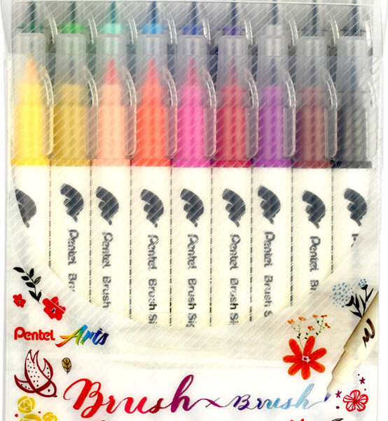 Pentel BrushSignPen penseelstift Twin, set van 18