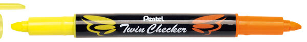 Pentel tekstmarker ´TWIN CHECKER´, 2 punten, geel/oranje