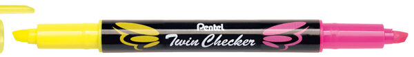 Pentel tekstmarker ´TWIN CHECKER´, 2 punten, geel/paars