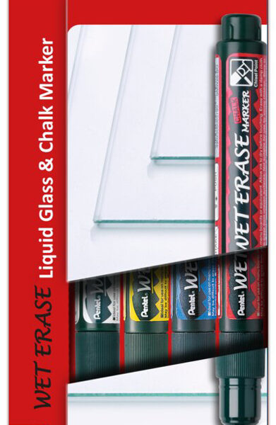 Pentel krijtmarker WET EARASE SMW26, 4 stuks in etui, assorti