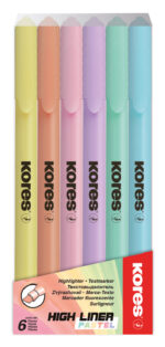 Kores Tekstmarker-Pen 'High Liner Pastel', 6 stuks in etui