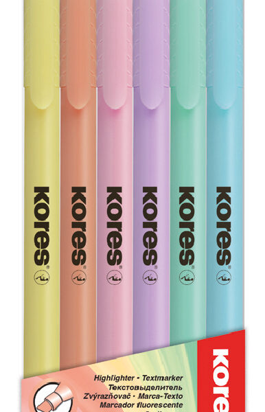 Kores Tekstmarker-Pen 'High Liner Pastel', 6 stuks in etui
