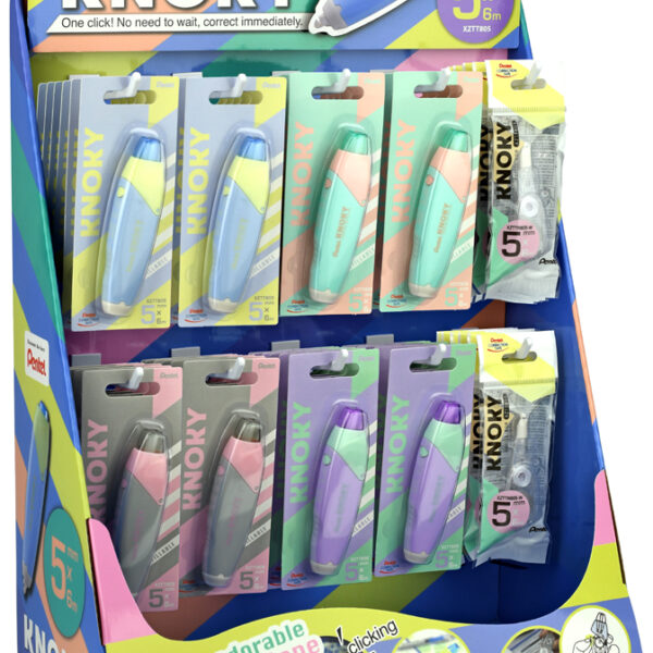 Pentel meermalige-correctieroller KNOKY, 5 mm x 6 m, display