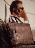 PRIDE&SOUL notebook-tas RAILEY, leer, bruin