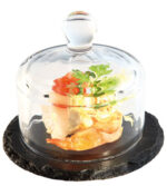 APS plateau van natuurleisteen met glazen deksel, diameter: 105 mm