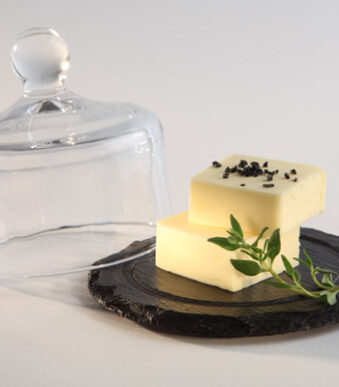 APS plateau van natuurleisteen met glazen deksel, diameter: 105 mm