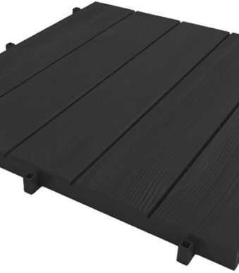 EDA terrastegel in houtlook, (B)500 mm, kunststof, zwart