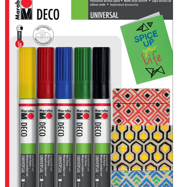 Marabu acrylmarker 'Deco Painter mat', 5 stuks blister