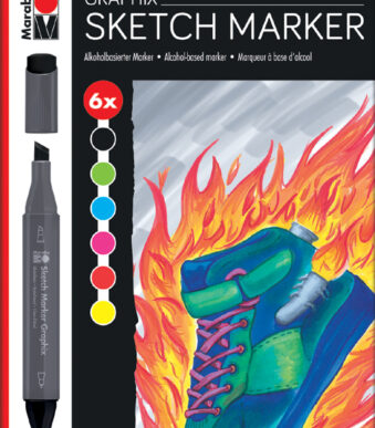 Marabu Sketch Marker Graphix 'HEAT', 6 stuks in etui