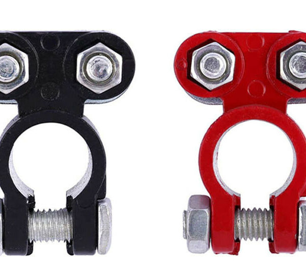 IWH set accupoolklemmen, rood en zwart