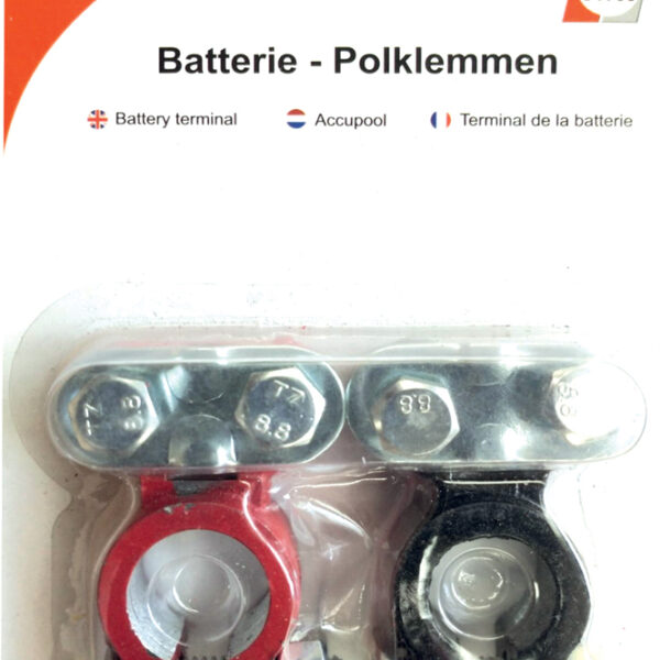 IWH set accupoolklemmen, rood en zwart