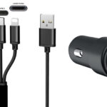 IWH USB-autolader '3IN1', 12/24 V, zwart