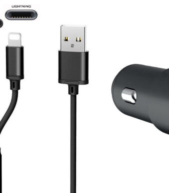 IWH USB-autolader '3IN1', 12/24 V, zwart