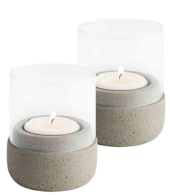 APS windlichten ELEMENT, grijs, set van 2