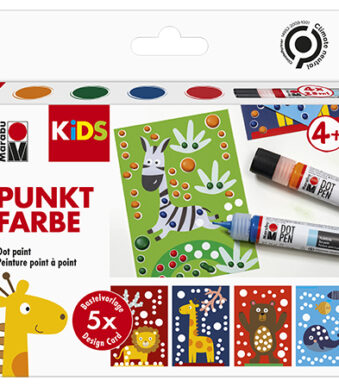 Marabu KiDS stippenverf Dot Pen Set 'Dieren', 4 x 25 ml