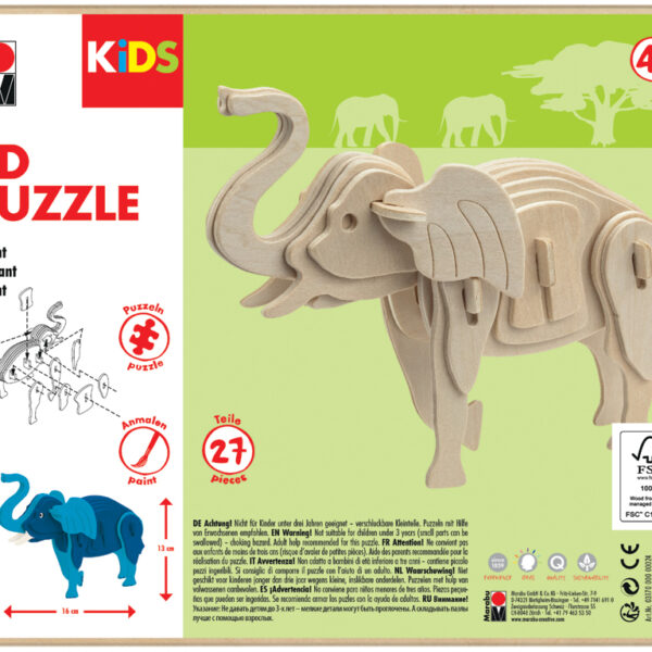 Marabu KiDS 3D Puzzle 'Olifant', 27 delen