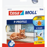 tesa Moll CLASSIC P-profiel rubber afdichting, wit, 9 mm x 10 m