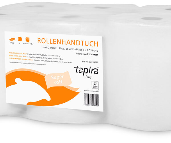 Tapira handdoekrol Plus, 2-laags, wit, 140 m
