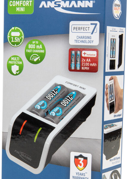 ANSMANN snellader Comfort Mini, wit/zwart