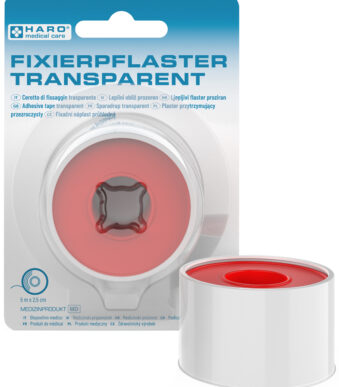 HARO fixeerpleister, transparant, 25 mm x 5,0 m