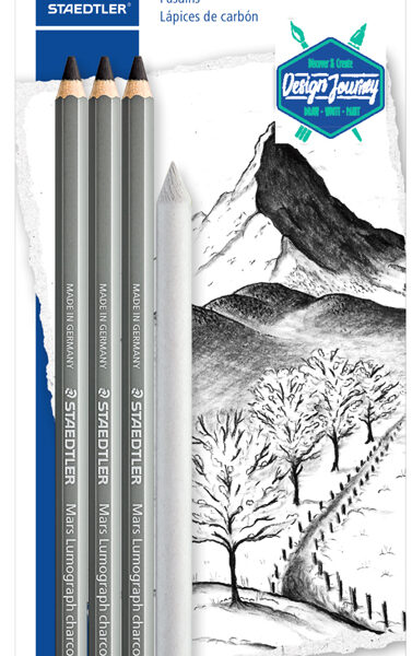 STAEDTLER houtskoolpotlood Mars Lumograph charcoal, 4 op blister
