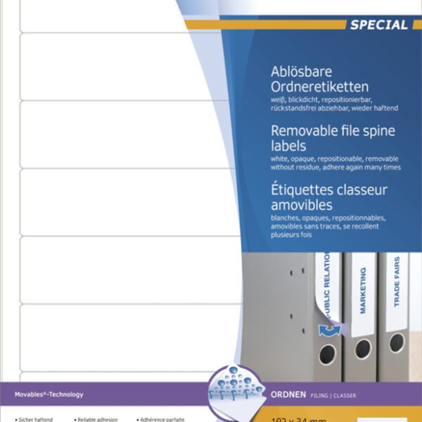 HERMA ordnerrug-etiketten SPECIAL, 192 x 34 mm, wit
